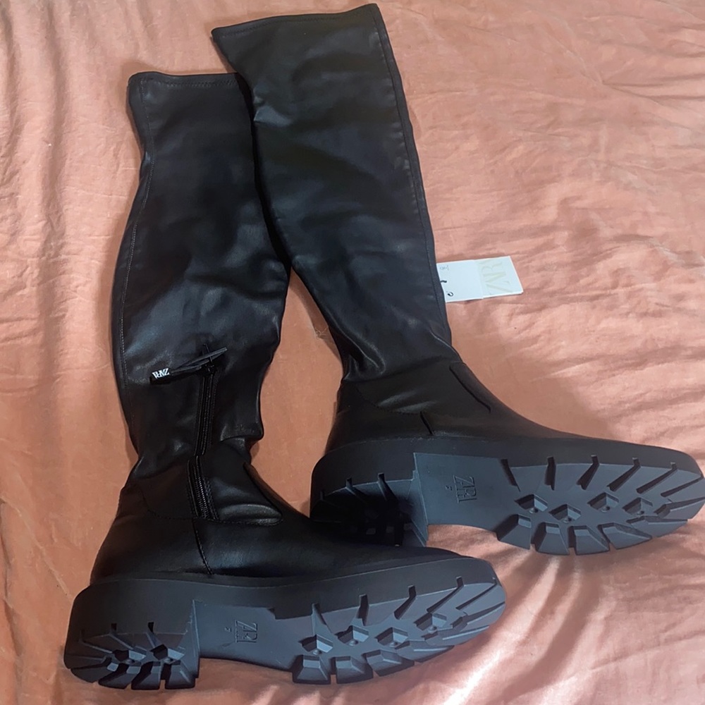 Women zara flat over the knee boots